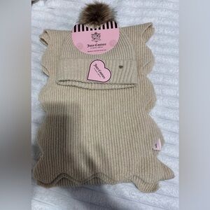 Juicy Couture Beige Knit Beanie and Scarf Set